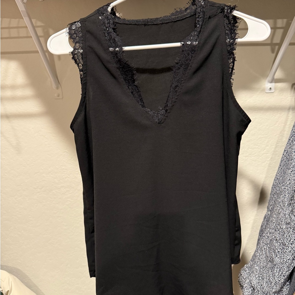 Elegant Black Lace Trim Top